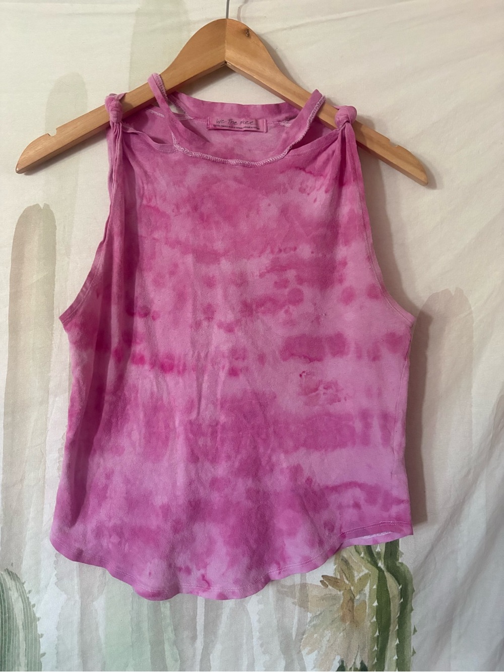 We The Free Free People Pink Tie-Dye Knot Shoulder Tank Top 🌵XS